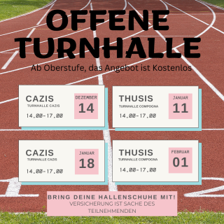 Auch im diesem Jahr findet die Offene Turnhalle statt. Die Daten werden wir fortlaufend bekannt geben :)